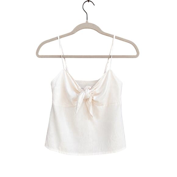 Other Tops - Y2K White Tie Front Cami Top One Size Coquette Minimal Summer Crop Tank